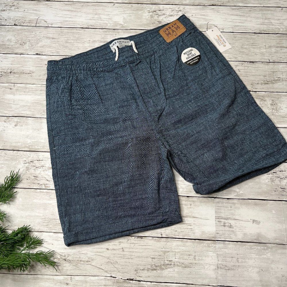 NWT Urban Man Shorts blue and white checkered S